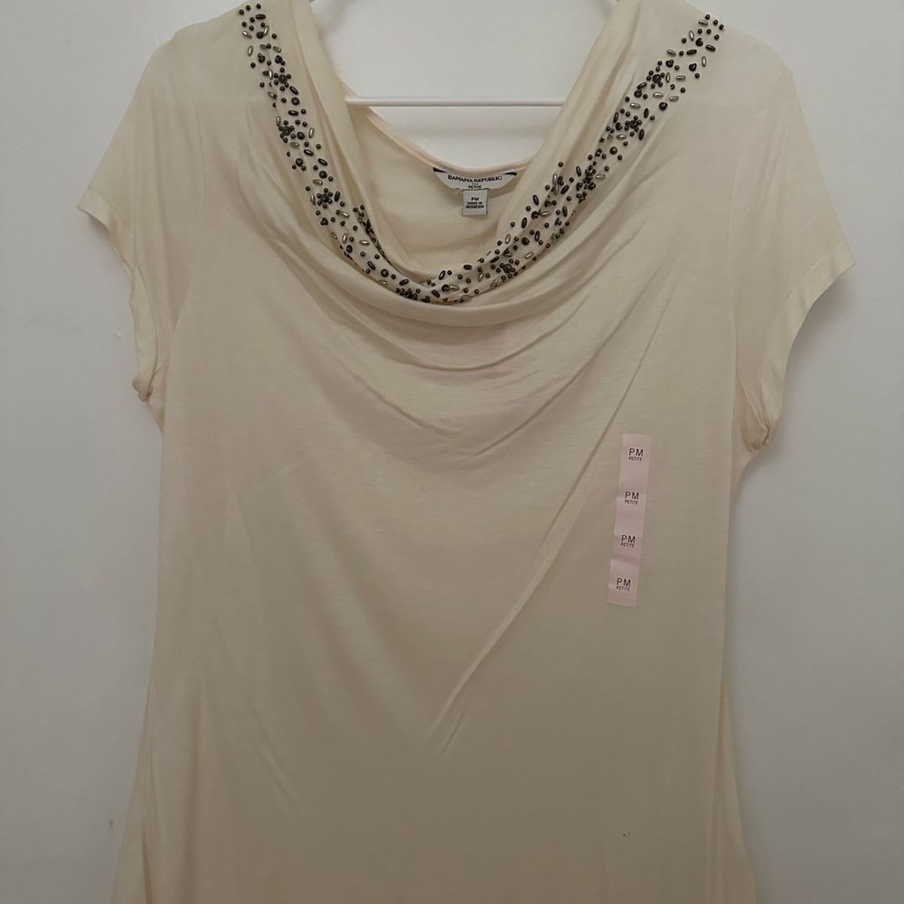 Banana Republic Cream Embellished Blouse